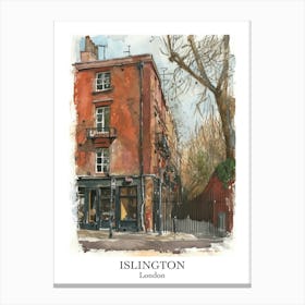 Islington London Borough   Street Watercolour 2 Poster Canvas Print