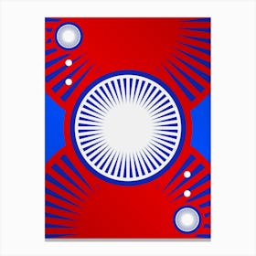 Geometric Abstract Glyph in White on Red and Blue Array n.0068 Canvas Print