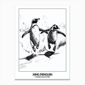 Penguin Chasing Each Other Poster 2 Canvas Print