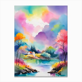 Watercolor Of A Lake 3 Canvas Print