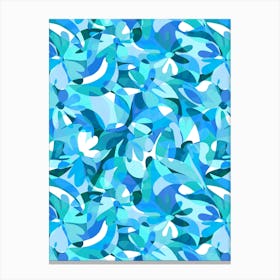 Abstract Flowers - Blue Canvas Print