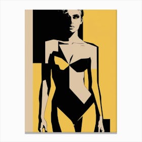 Woman In Black And Yellow Canvas Print