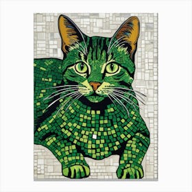 Green Cat Mosaic Canvas Print