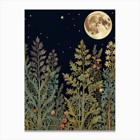 Moonlight In The Woods Style William Morris 1 Art Print Canvas Print