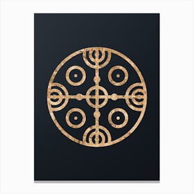 Abstract Geometric Gold Glyph on Dark Teal n.0029 Canvas Print
