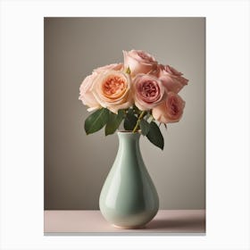 A Vase Of Pink Roses 8 Canvas Print