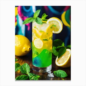 Green Drink With Lemon And Mint Canvas Print
