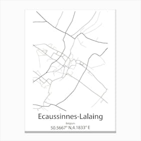 Ecaussinnes Lalaing,Belgium Minimalist Map Canvas Print