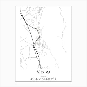 Vipava,Slovenia Minimalist Map Canvas Print