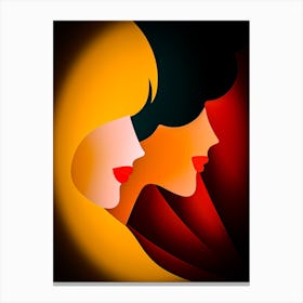 Abstract Portrait Of Two Women Canvas Print
