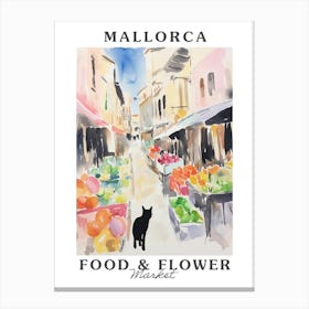 Food Market With Cats In Mallorca 2 Poster Canvas Print