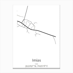 Imias,Cuba Minimalist Map Canvas Print