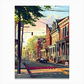 Lancaster Pennsylvania Street Travel Art Illustration Canvas Print