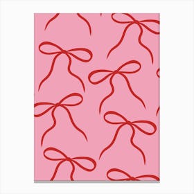 Red Bows On A Pink Background pretty Canvas Print