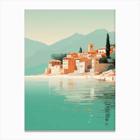 A Drawing Of Sveti Stefan Beach Montenegro Orange Tones 1 Canvas Print