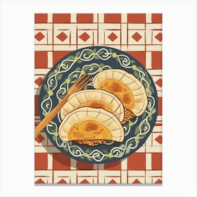 Pierogi On A Plate On A Tiled Background Canvas Print