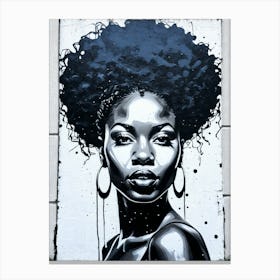 Graffiti Mural Of Beautiful Black Woman 80 Canvas Print