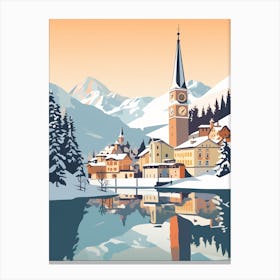 Vintage Winter Travel Illustration St Moritz Switzerland 2 Canvas Print