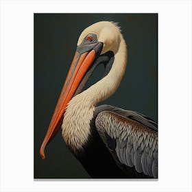 Dark And Moody Botanical Pelican 1 Canvas Print