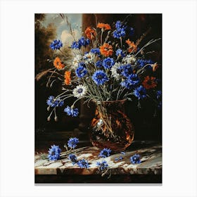 Baroque Floral Still Life Cornflower 1 Canvas Print