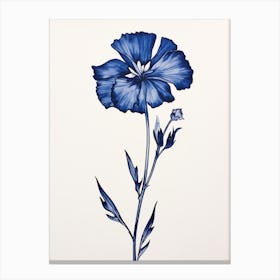 Blue Botanical Carnation 1 Canvas Print