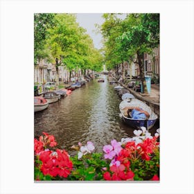 Amsterdam Floral Canal, Travel Canvas Print