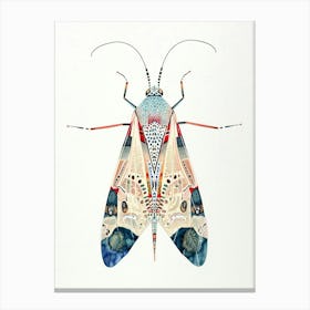 Colourful Insect Illustration Lacewing 17 Canvas Print