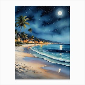 Beach At Night Canvas Print