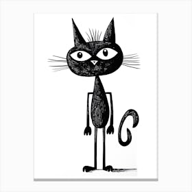 Ink Cat Line Drawing 5 Canvas Print