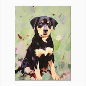 A Rottweiler Dog Painting, Impressionist 3 Canvas Print
