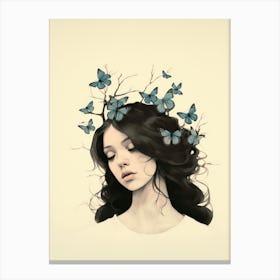 portrait of a butterfly woman illustration Canvas Print