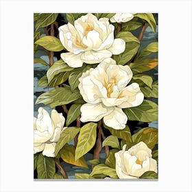 Floral Pattern With White Flowers Canvas Print