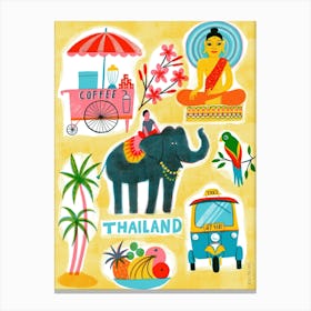 Screenprint Vintage Travel Thailand Canvas Print