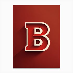 B  Letter, Alphabet Retro Minimal 5 Canvas Print