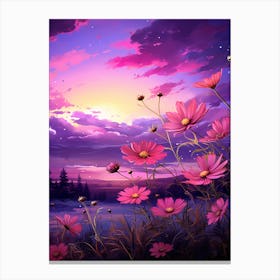 Cosmos Wilflower At Sunset In South Western Style  (3) Canvas Print
