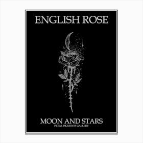 English Rose Moon And Stars Line Drawing 4 Poster Inverted Canvas Print