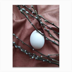 White Egg On Branches Canvas Print