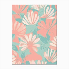 Dahlias Pastel Flora Pattern Canvas Print