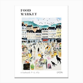 The Food Market In Lyon 2 Illustration Poster Canvas Print