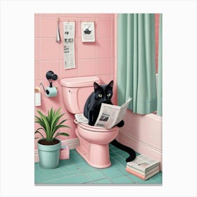 Cat Reading On A Toilet (1) Canvas Print