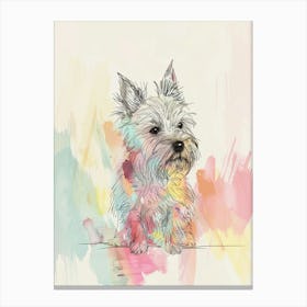 Pastel Watercolour Australian Terrier Dog Line Illustration 3 Canvas Print