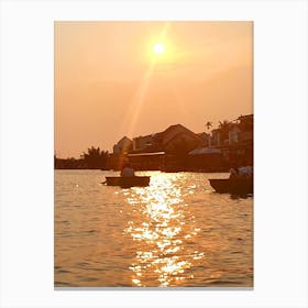 Sunset In Mekong River Canvas Print