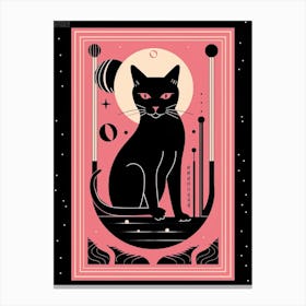 The Fool Tarot Card, Black Cat In Pink 1 Canvas Print