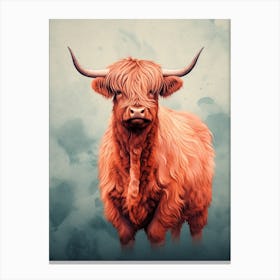 Cloudy Background Highland Cow 2 Canvas Print