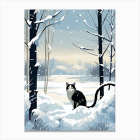 Winter Cat Illustration 4 Canvas Print