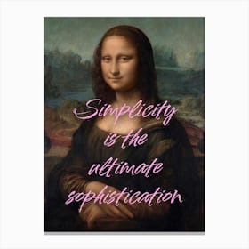 Mona Lisa altered vintage art, simplicity is the ultimate sophistication Canvas Print