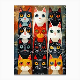 Beautiful Painting Funky Cats 12 Canvas Print