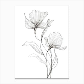 Black And White Drawing Of Flowers Canvas Print