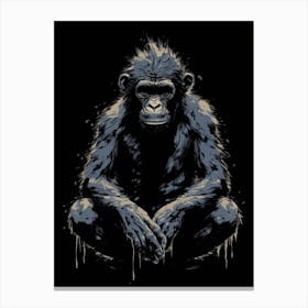 Thinker Monkey Paint Drip Style 2 Canvas Print