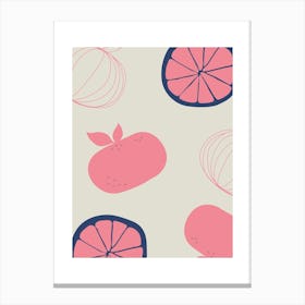 Pink And Blue Fruit Print Canvas Print